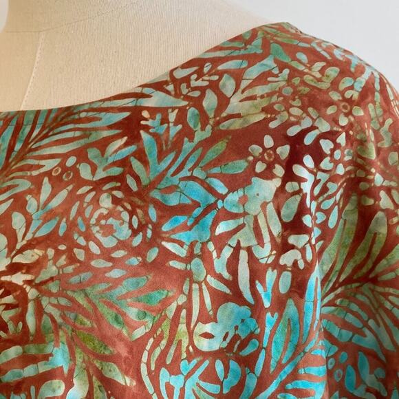 Smithsonian Institution Rayon Colorful Batik Lightweight Kaftan Dress sz M - Picture 5 of 6